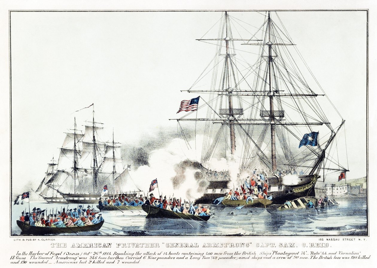 Amerikkalainen sotamies "Kenraali Armstrong" kapteeni Sam C. Reid (väri litho) tekijältä American School