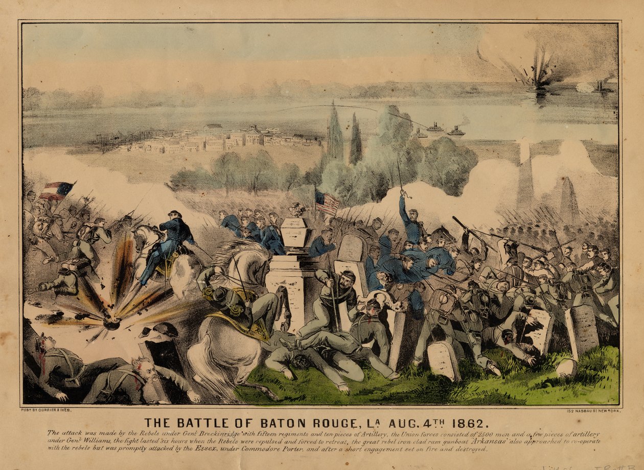 Baton Rougen taistelu, La. 4. elokuuta 1862, pub. kirjoittanut Currier & Ives, n. 1862 tekijältä American School
