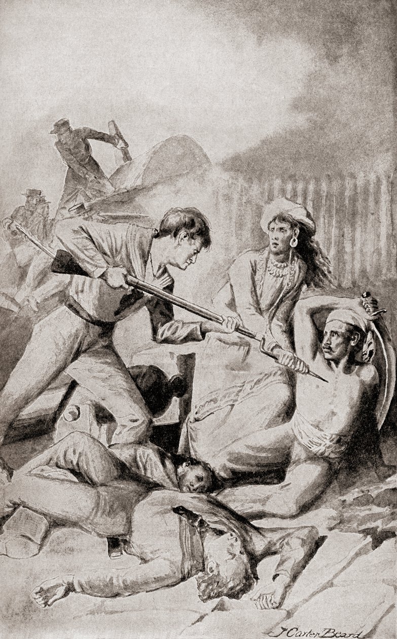 The Battle of Quallah Battoon vuonna 1832, "The History of Our Country", julkaistu 1905 (litho) tekijältä American School