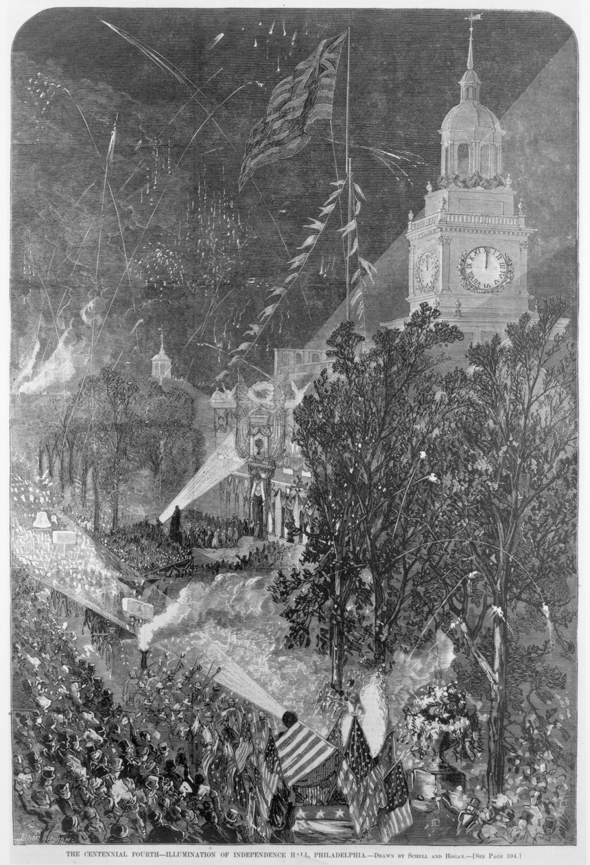 The Centennial Fourth: Illumination of Independence Hall, Philadelphia, Harper