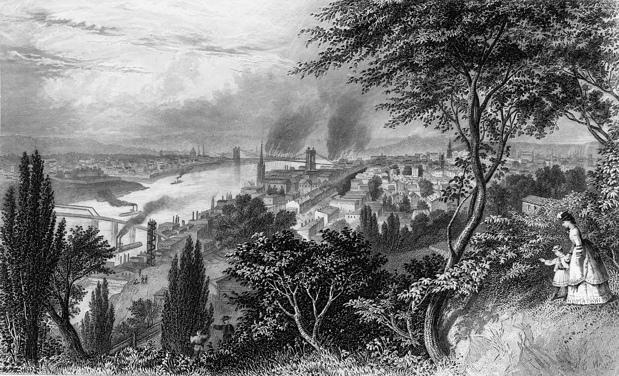 Cincinnati, Ohio, Picturesque America Volume II, painettu New York 1872 tekijältä American School