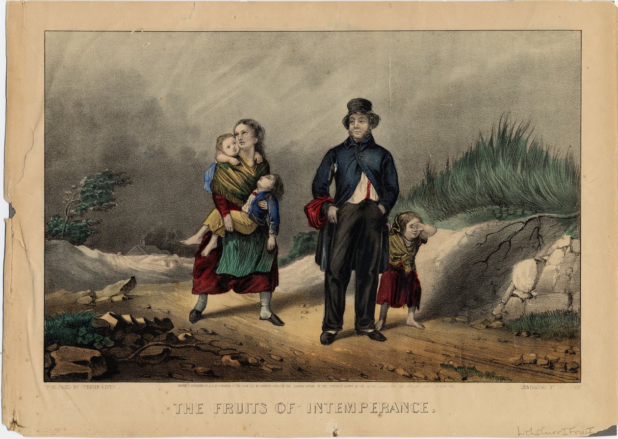 The Fruits of Intemperance, pub. Currier & Ives, 1870 tekijältä American School