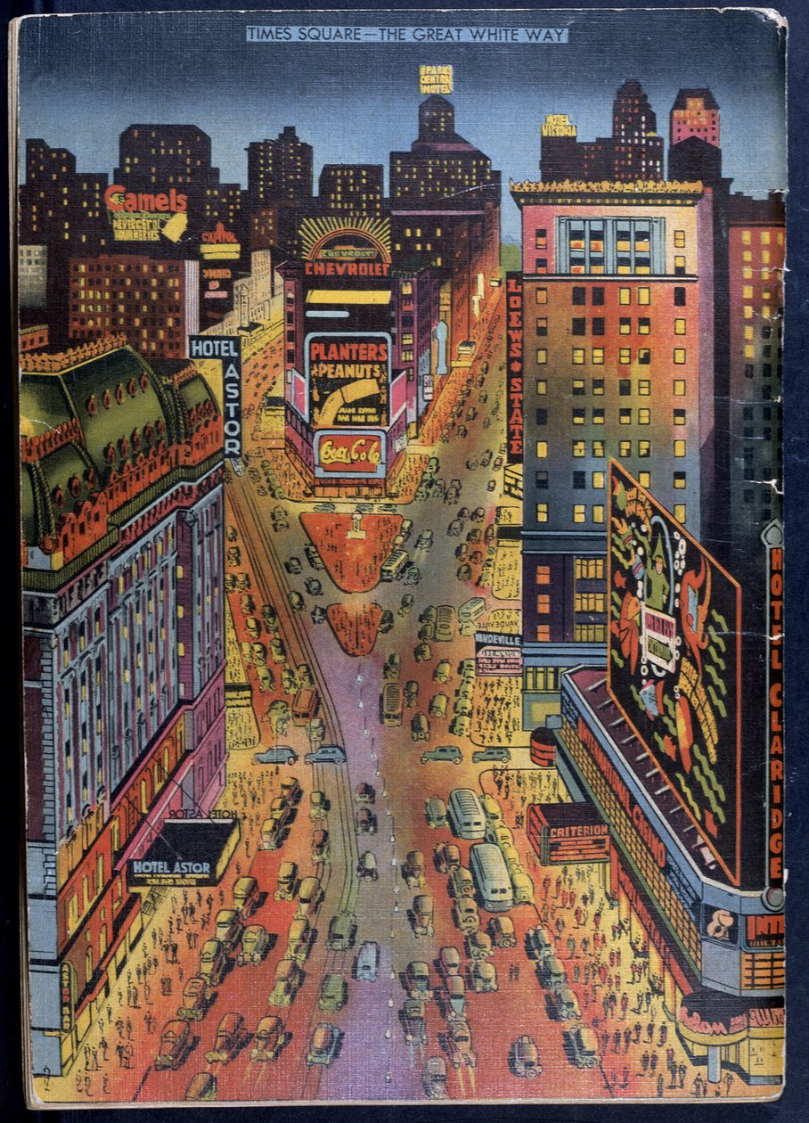 The Great White Way Times Square, New York City, kuvitus New York Illustratedista, 1938 tekijältä American School