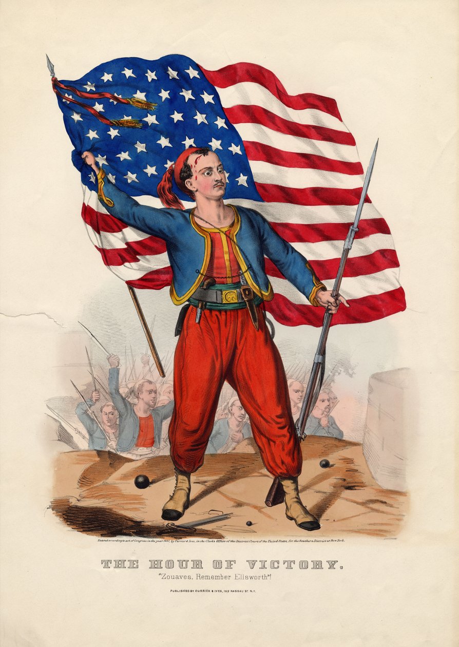 Voiton tunti: Zouaves, muista Ellsworth!, pubi. kirjoittanut Currier & Ives, 1861 tekijältä American School