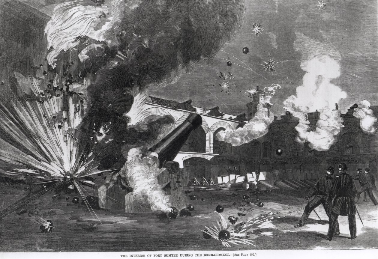 Fort Sumterin sisustus pommituksen aikana, 12. huhtikuuta 1861, "Harper