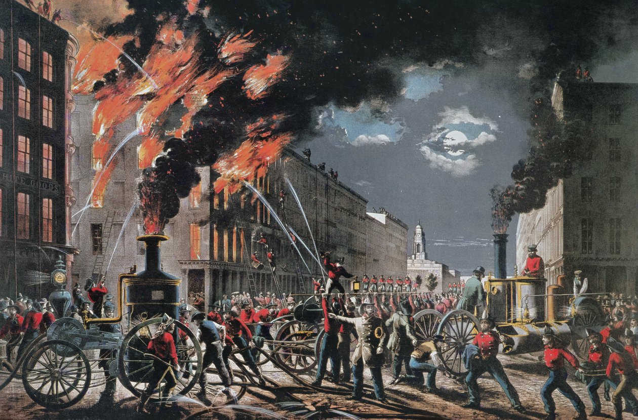 The Life of a Fireman (New York Volunteer Fire Department), julkaisija Currier & Ives tekijältä American School