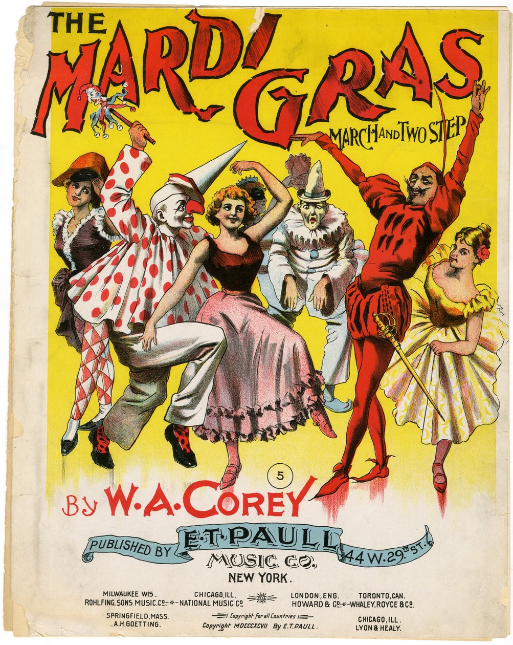 Mardi Gras March and Two Step [nuottien kansi], 1897 tekijältä American School