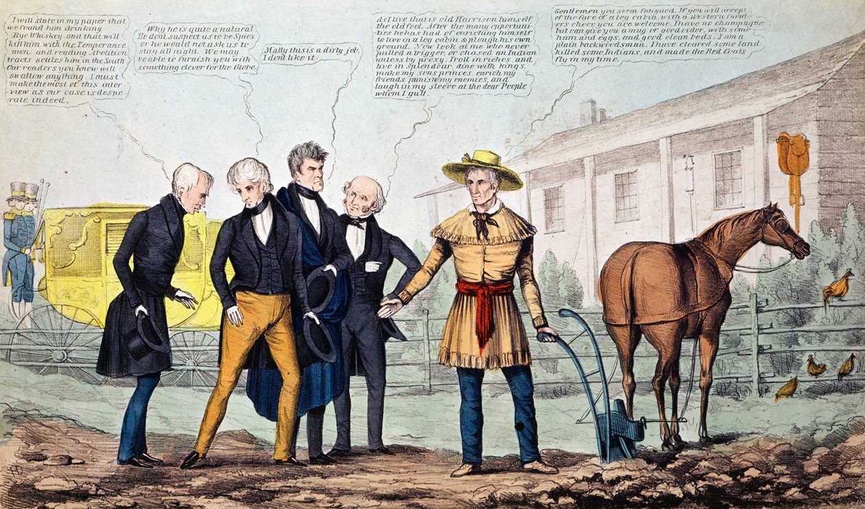 North Bend Farmer and His Visitors, karikatyyri julkaissut H.R. Robinson, n.1840-42 tekijältä American School