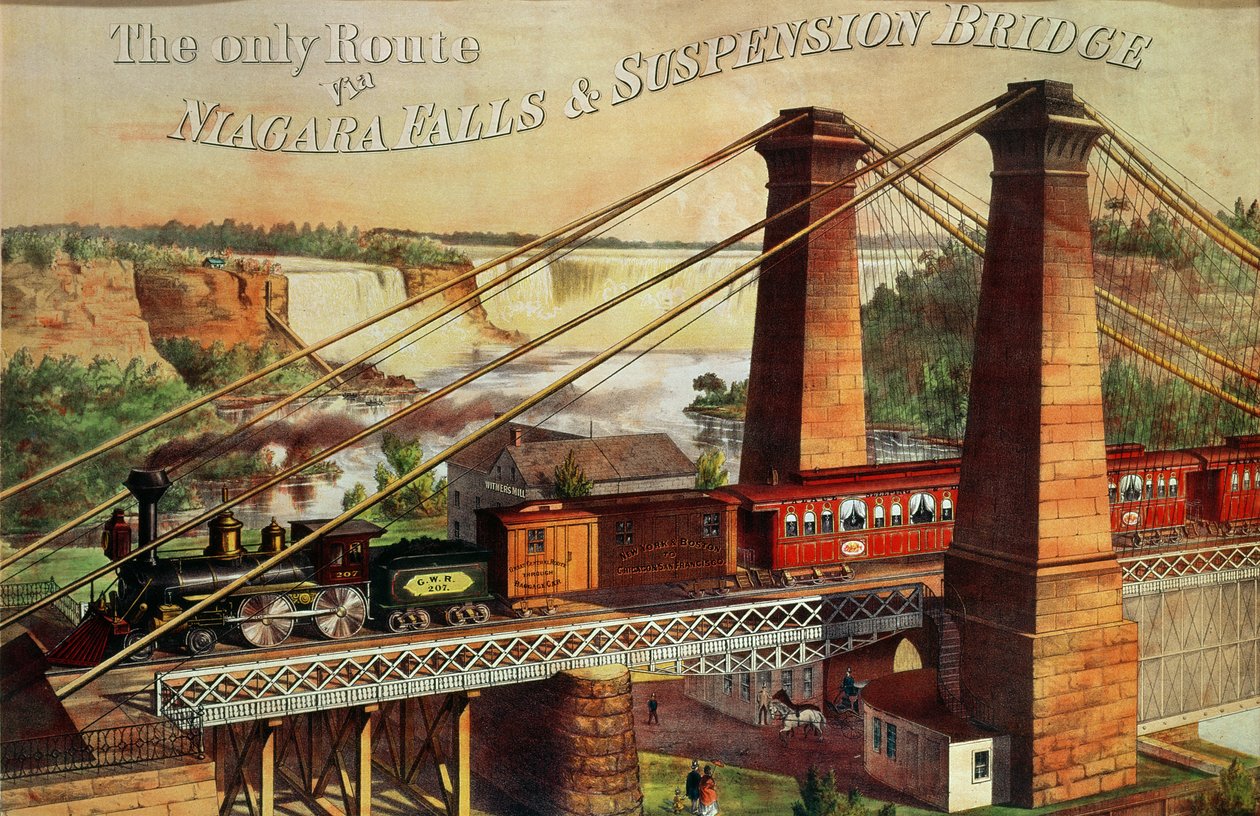 Ainoa reitti Niagaran putousten ja riippusillan kautta, 1876 tekijältä American School