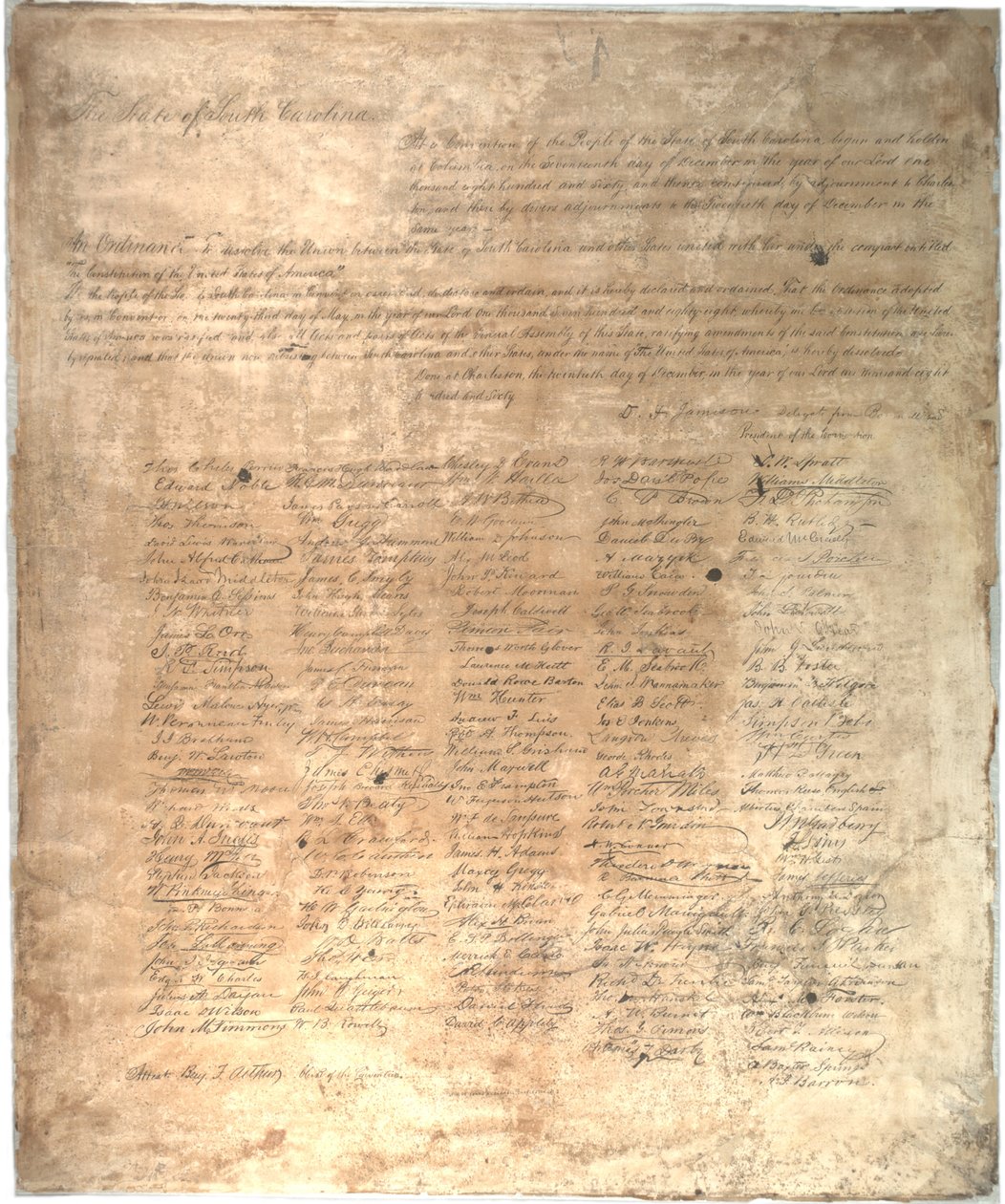 Etelä-Carolinan osavaltion erottamismääräys, 1861 tekijältä American School