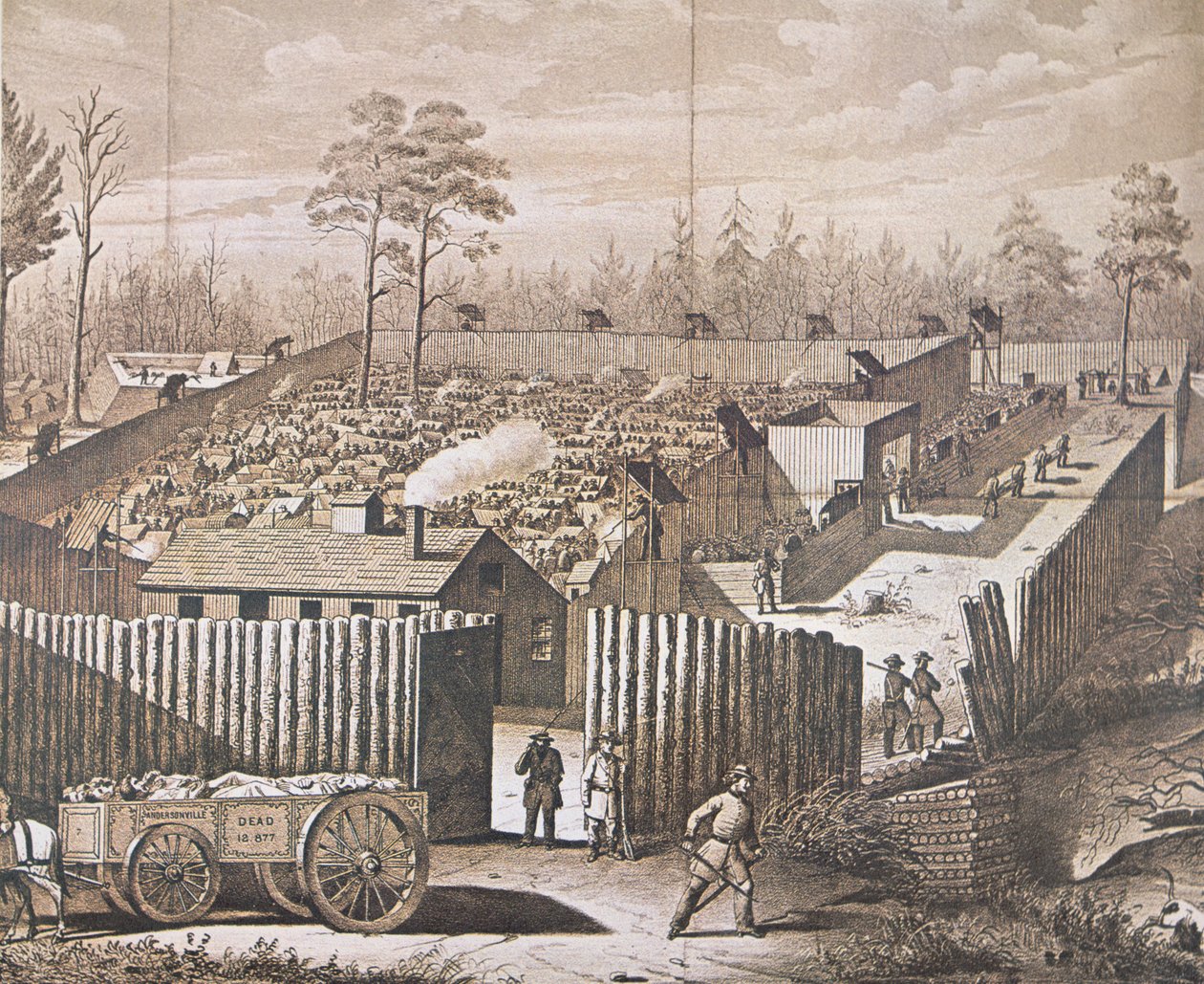Sotavankien leiri Andersonvillessä (litho) tekijältä American School