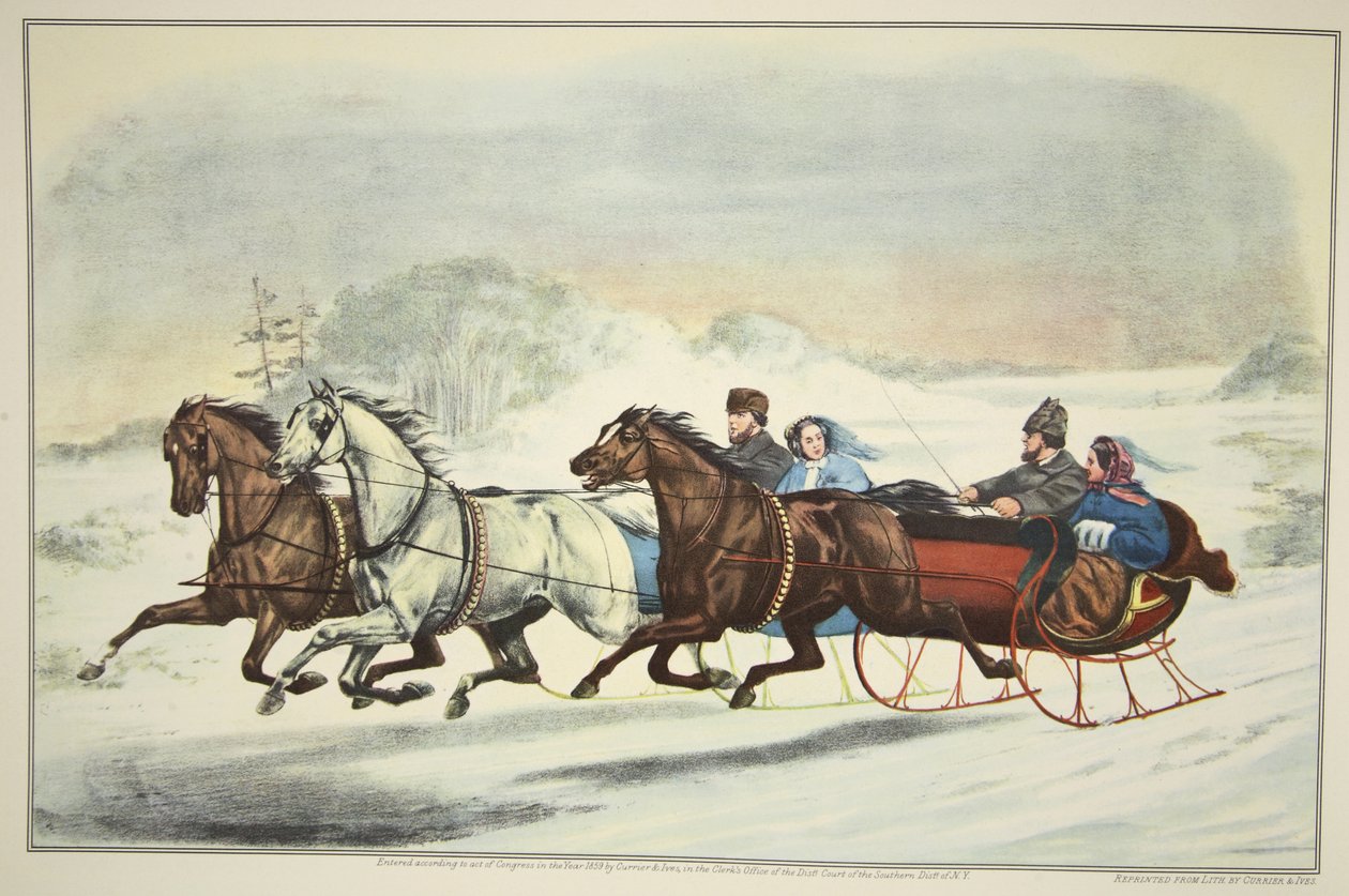 The Sleigh Race, pubi. 1859, Currier & Ives tekijältä American School