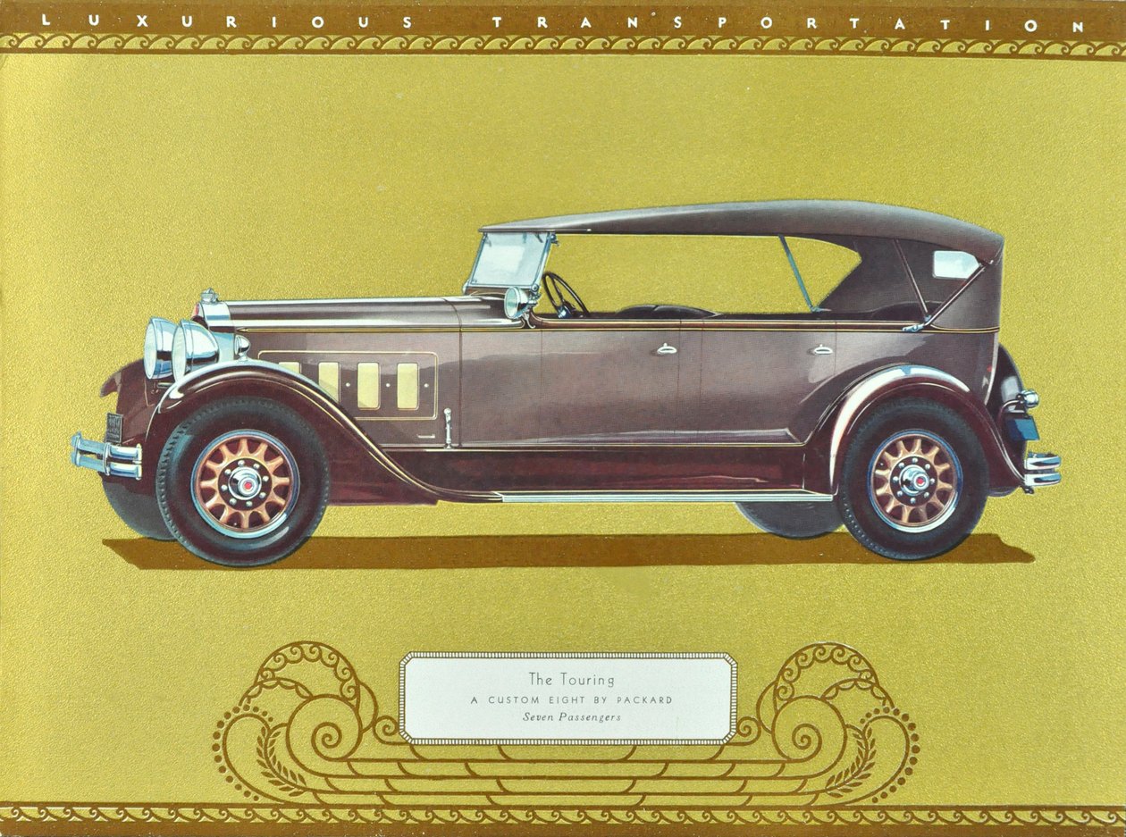 The Touring, A Custom Eight by Packard, julkaisu 1930 (värilitra). tekijältä American School