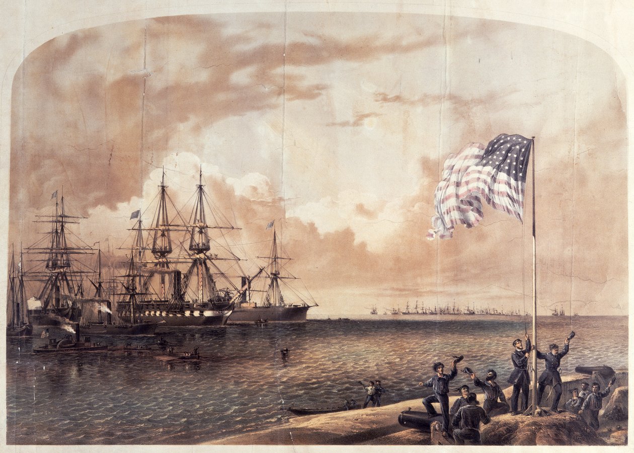 Unionin voitto Port Royalissa, 7. marraskuuta 1861, kaiverrus Shearman ja Hart, 1861 tekijältä American School