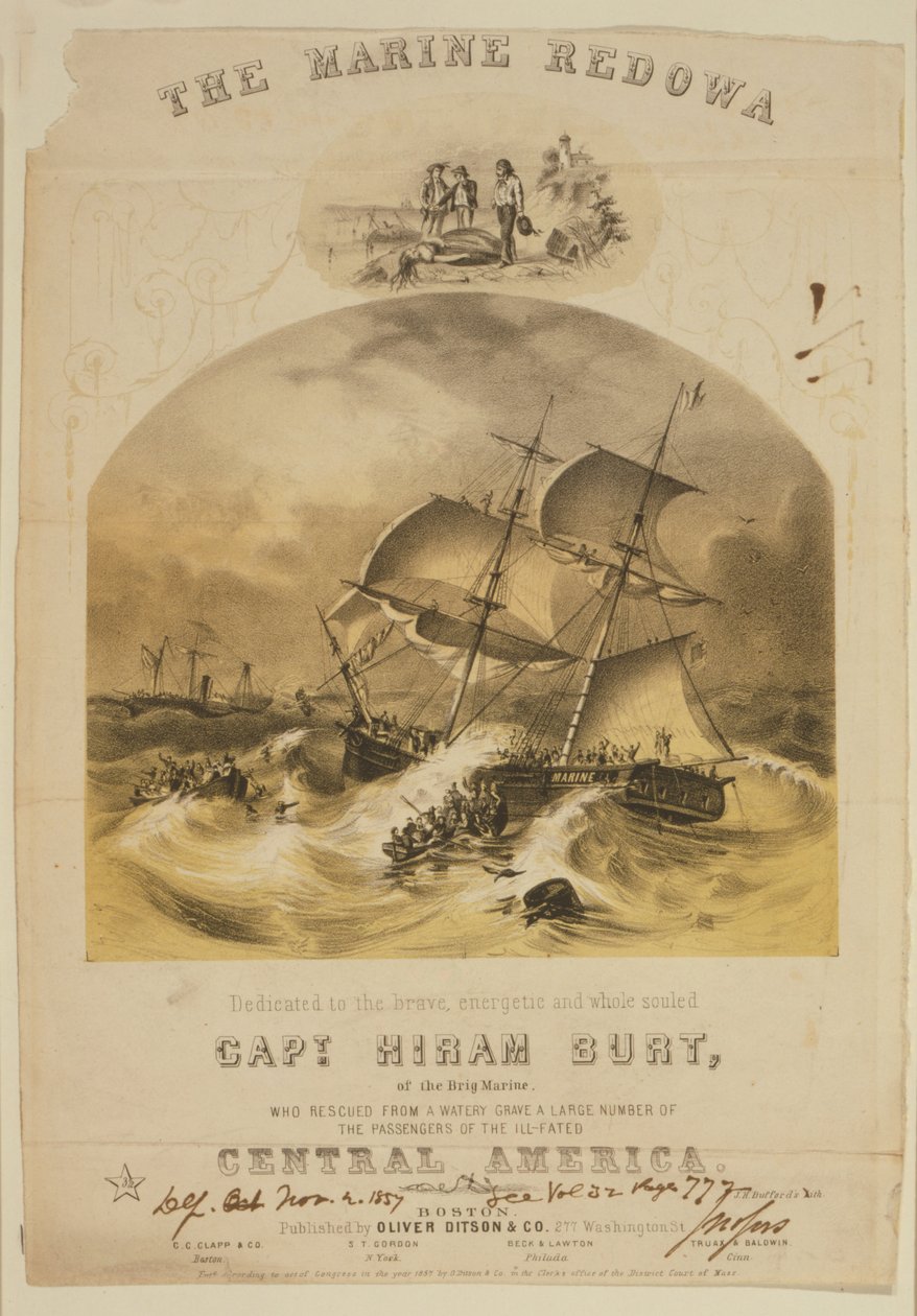 El bergantí de la Marina va rescatar passatgers en vaixells salvavides del vaixell de vapor SS Central America després de ser atrapat en un huracà davant de les Carolinas el setembre de 1857. Més de 550 es van ofegar i es van perdre 30.000 lliures (14.000  tekijältä American School