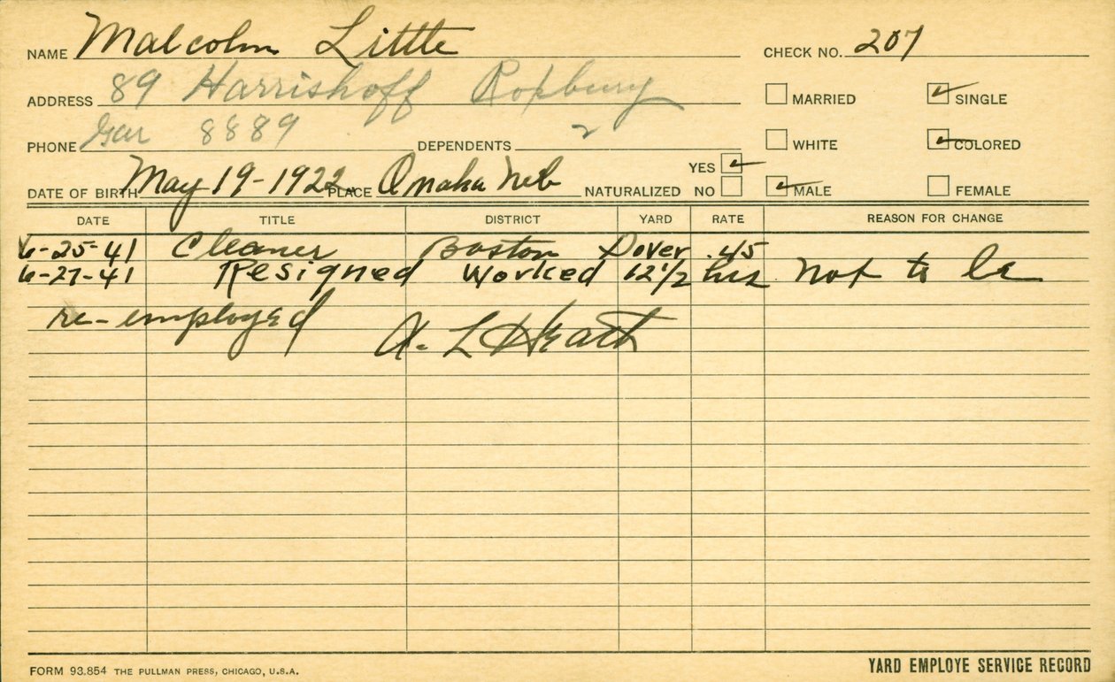 Malcolm X:n palvelushistoria (1925-65) tekijältä American School