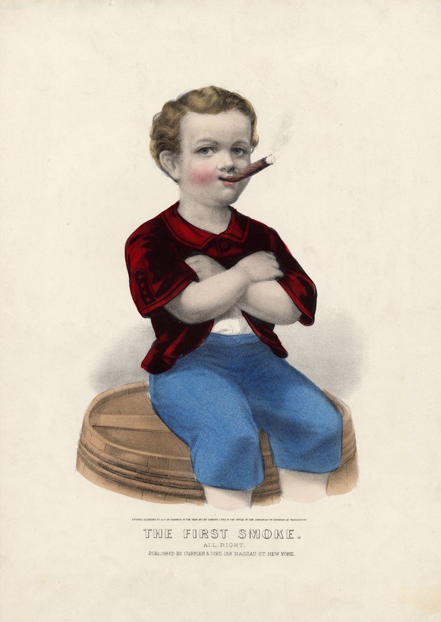 Ensimmäinen savu: No niin, pubi. Currier & Ives, 1870 tekijältä American School
