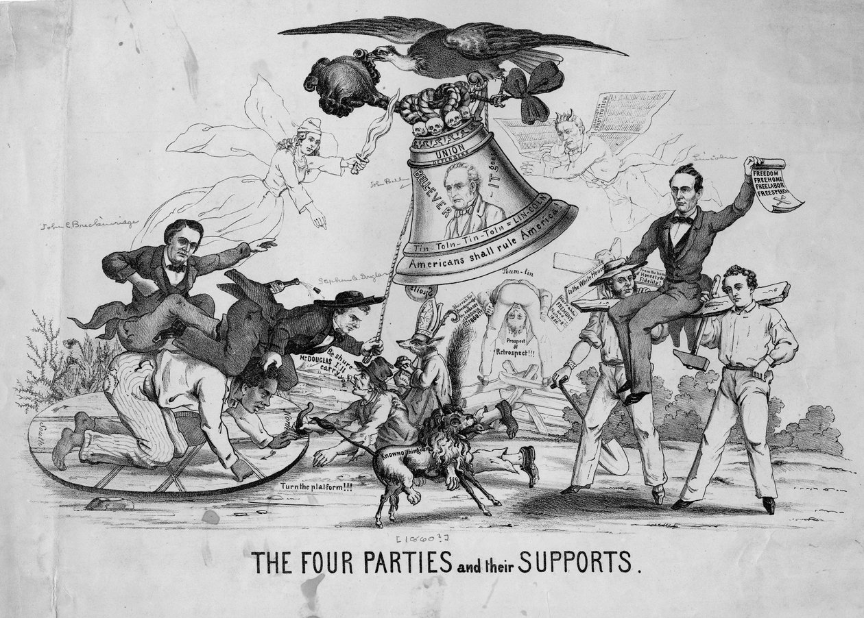 Neljä puoluetta ja heidän kannattajansa, n.1860 tekijältä American School
