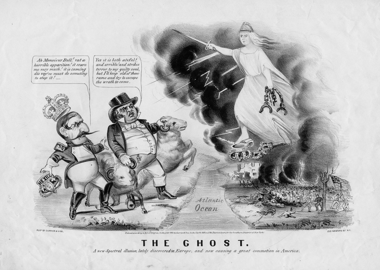 Aave: uusi spektriilluusio, joka löydettiin äskettäin Euroopasta ja joka nyt aiheuttaa suurta kohua Amerikassa, julkaisija Currier & Ives, New York, 1863 tekijältä American School