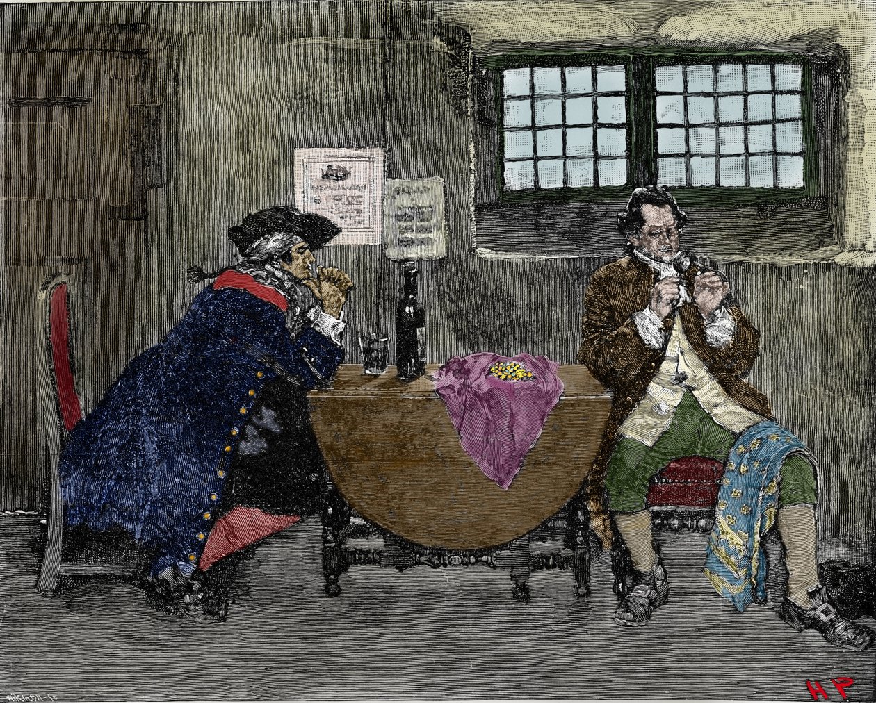 Hakkeri Henry Every (John Avery, Long Ben, Benjamin Bridgeman) (? -1695) myy vihollisen hyökkäysten aikana löydettyjä koruja. Kuvitus: Howard Pyle (1853-1911) tekijältä American School