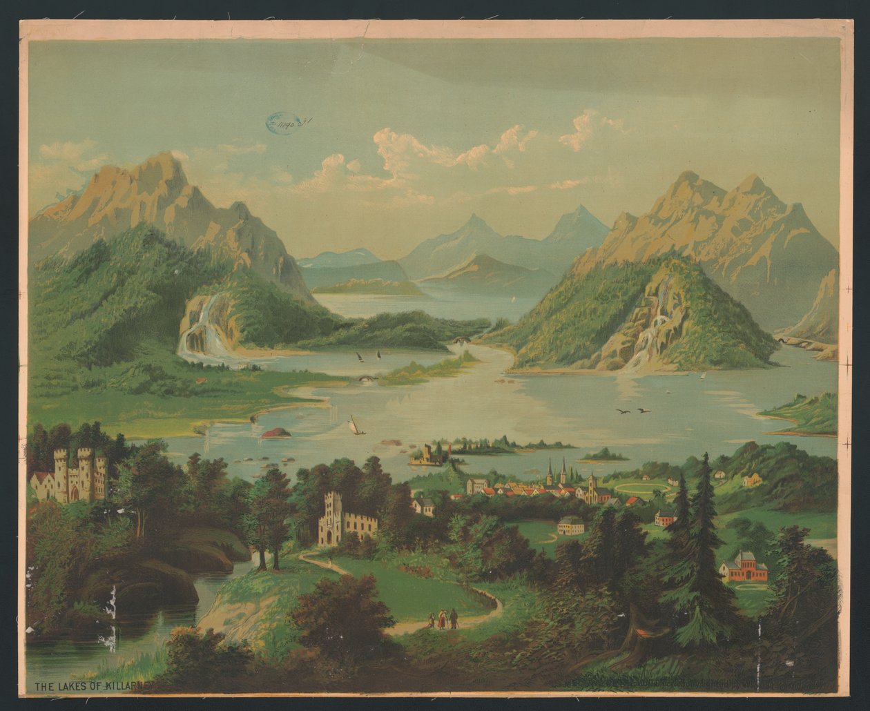 Killarneyn järvet, n. 1878 (chromolitho) tekijältä American School