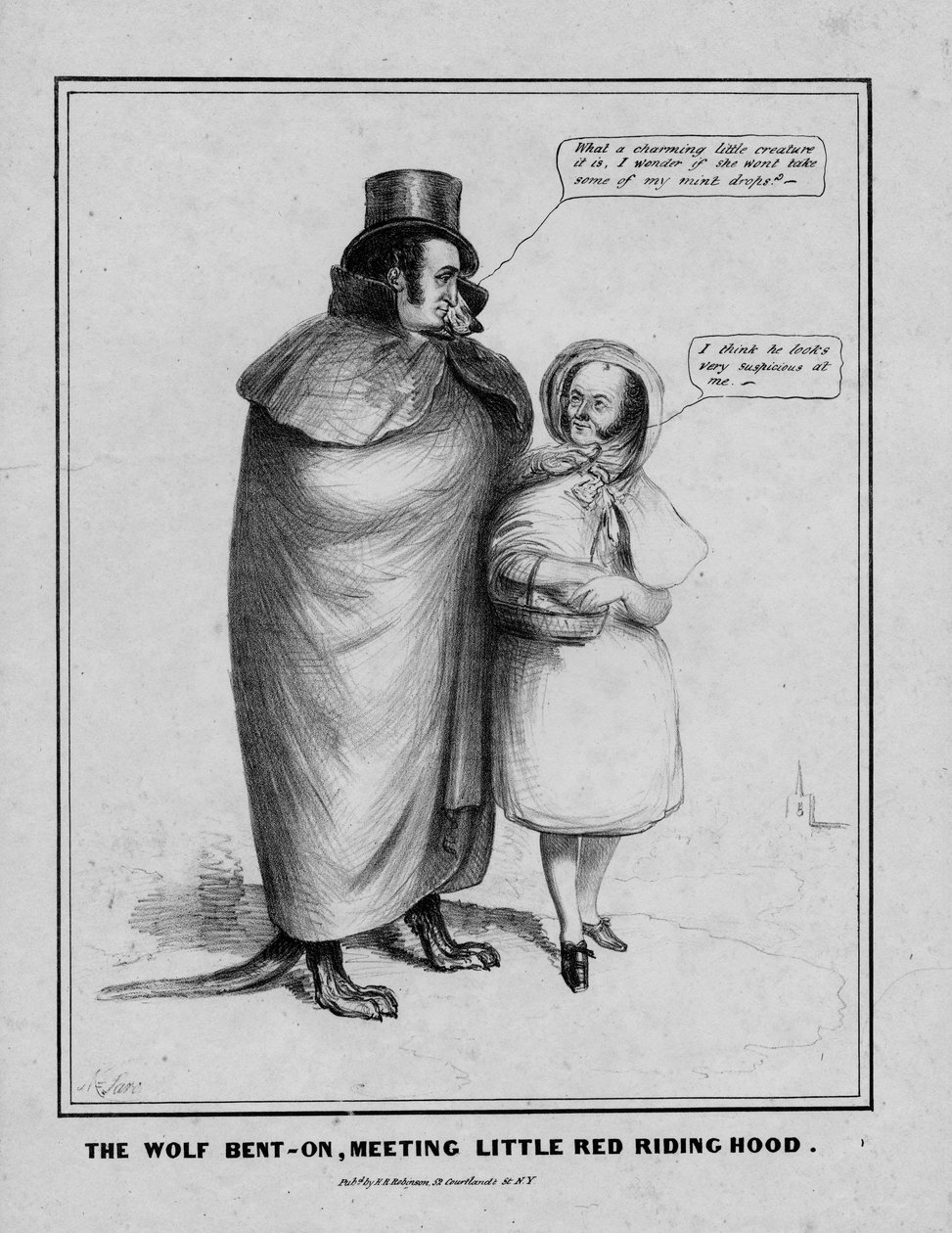 Susi kumartunut tapaamaan Punahilkan, julkaisija H R Robinson, New York, n. 1840 tekijältä American School