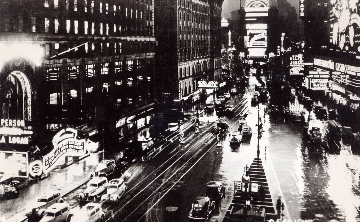 Times Square at Night, New York, n. 1930 (kuvan jälkeen) tekijältä American School