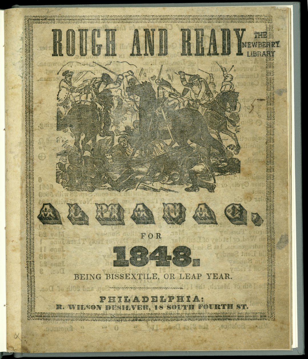 Rough and Ready -almanakan otsikkosivu vuodelle 1848, julkaistu vuonna 1847 (painettu) tekijältä American School