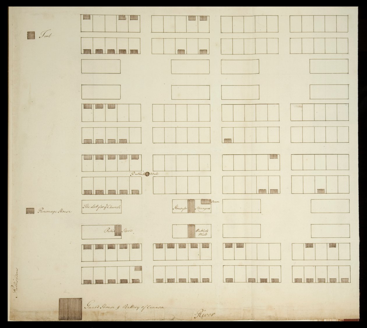 Savannahin kaupunkisuunnitelma, n. 1733 (kynä ja muste paperille) tekijältä American School