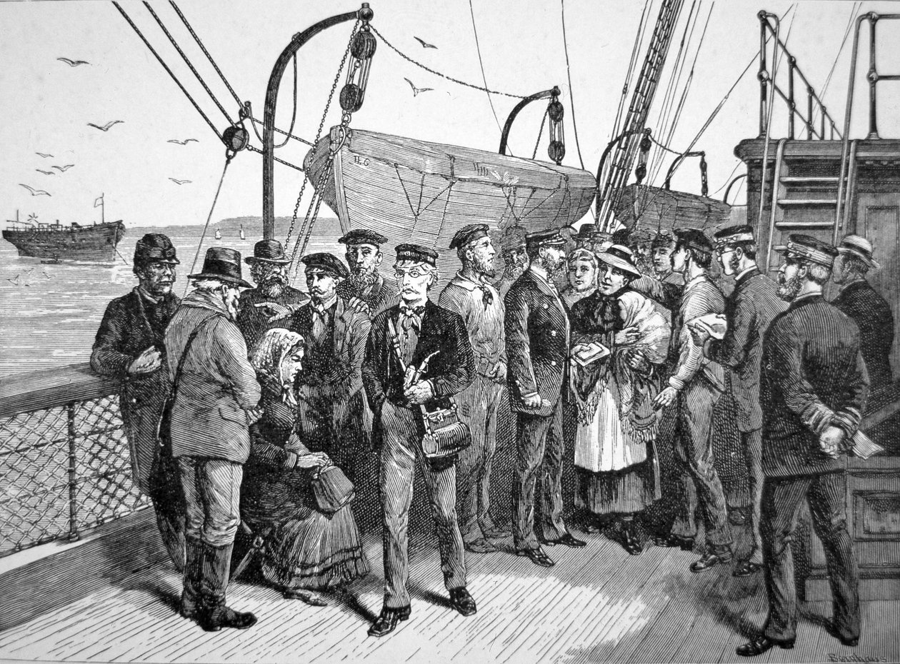 Yhdysvaltain hallituksen terveysvirkailijat siirtolaisaluksella, Quarantine Point, New York tekijältä American School