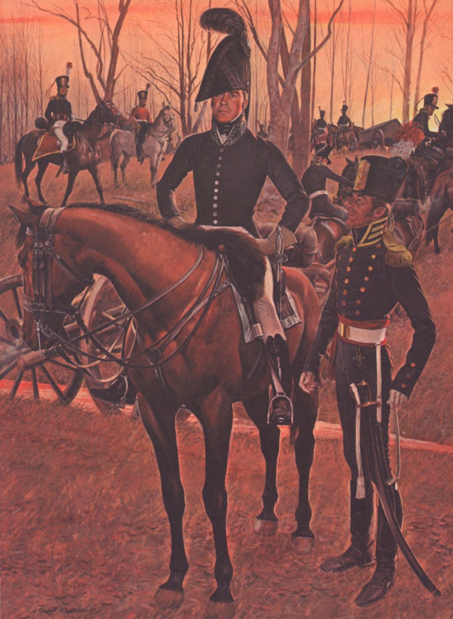Yhdysvaltain hevostykistö, n. 1812 (värilitho) tekijältä American School