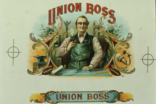 Union Boss -sikarilaatikon etiketti, n. 1897 (litho) tekijältä American School