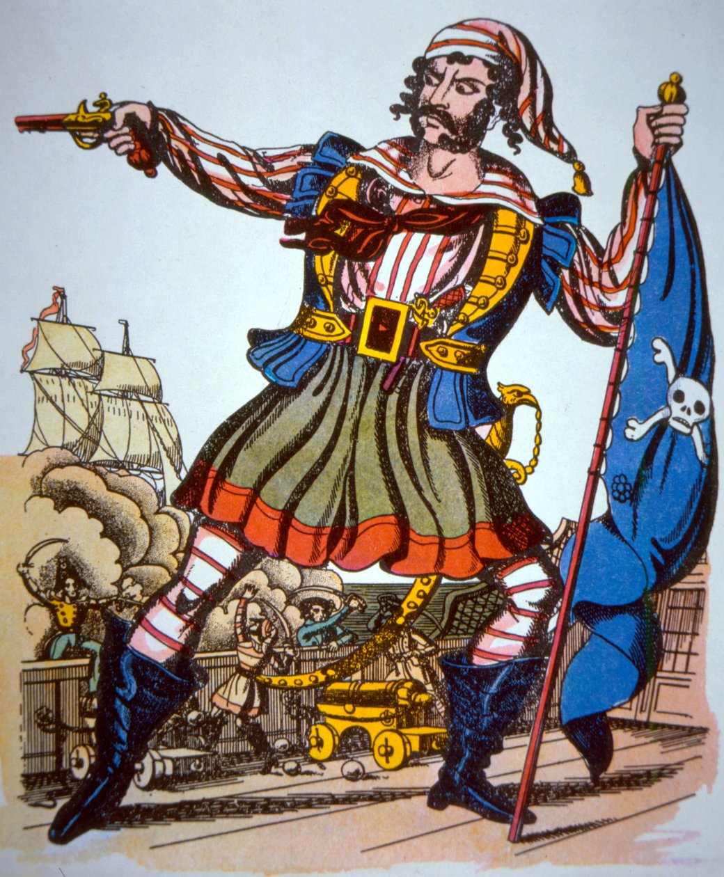 Viktoriaaninen merirosvon esitys (väri litho) tekijältä American School