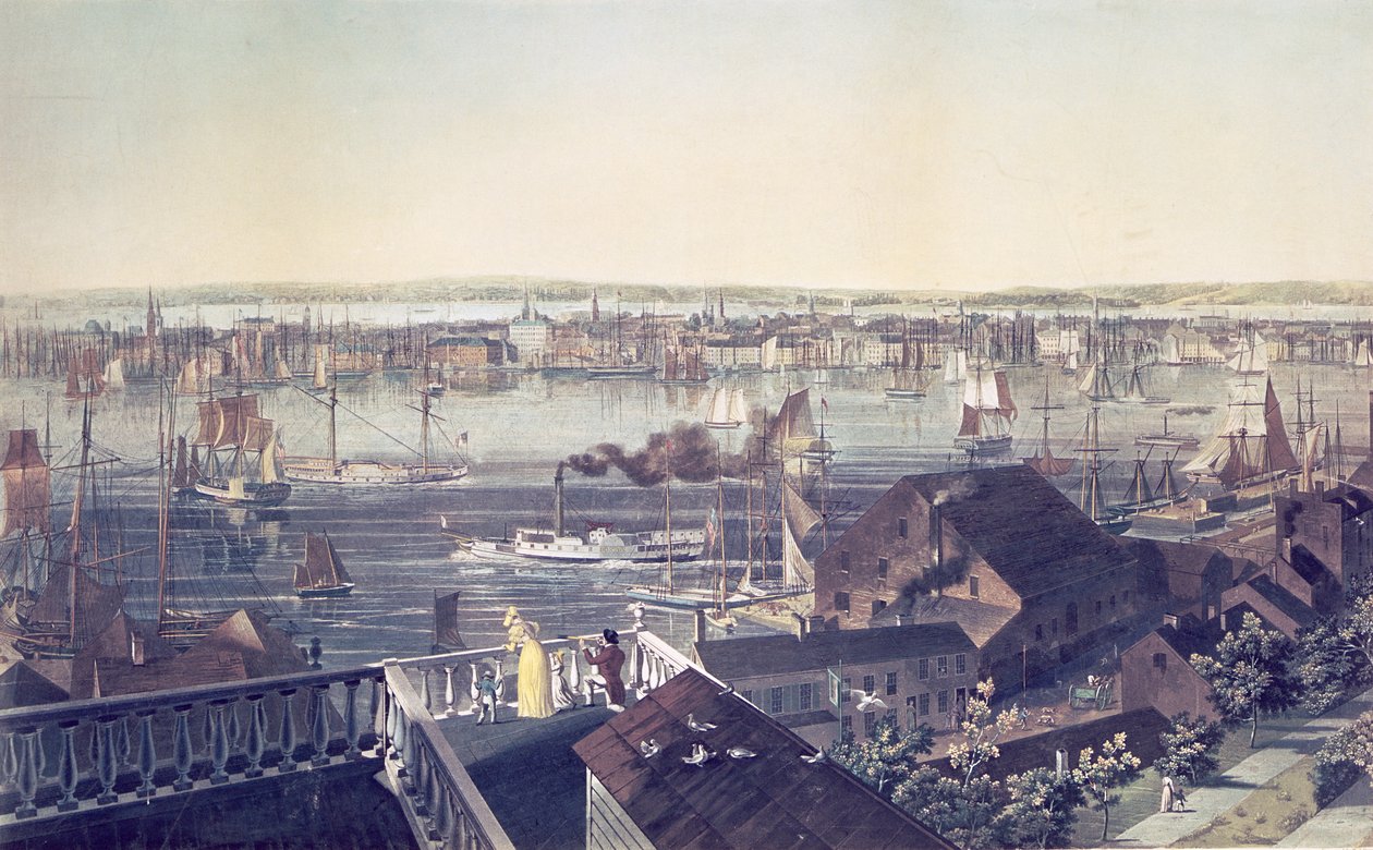 Näkymä Manhattanille Brooklynista, 1837 tekijältä American School