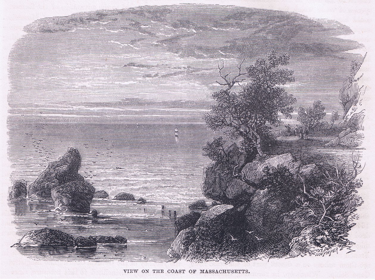 Näkymä Massachusettsin rannikolle 1644, kuva Cassell