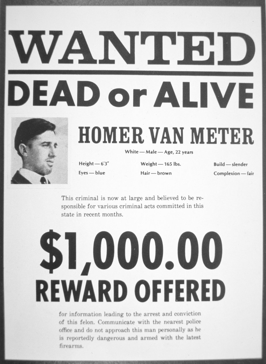 Etsitään julistetta Homer van Meterille (sanomalehtipaperi) tekijältä American School