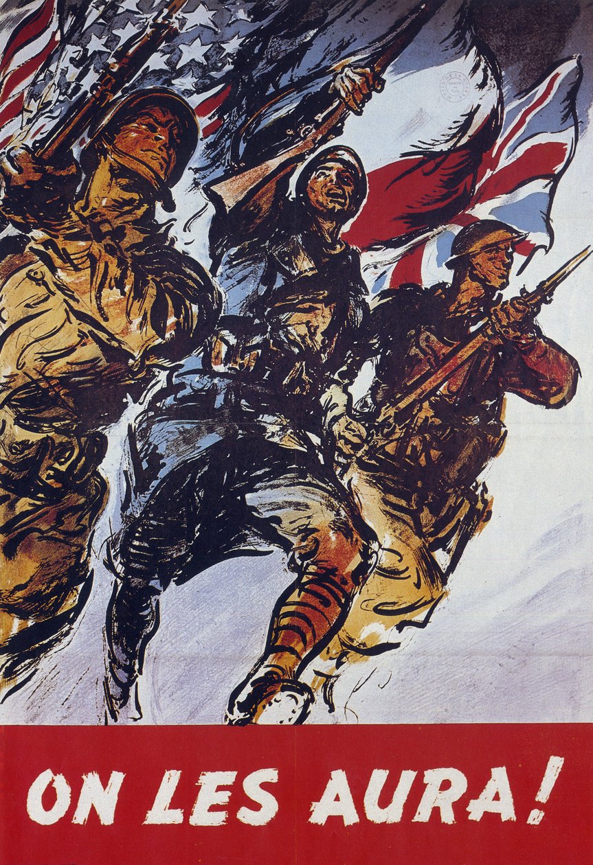 Me saamme ne! Vuoden 1944 amerikkalainen propagandajuliste lähetettiin vuoden 1944 debarkingin jälkeen tekijältä American School