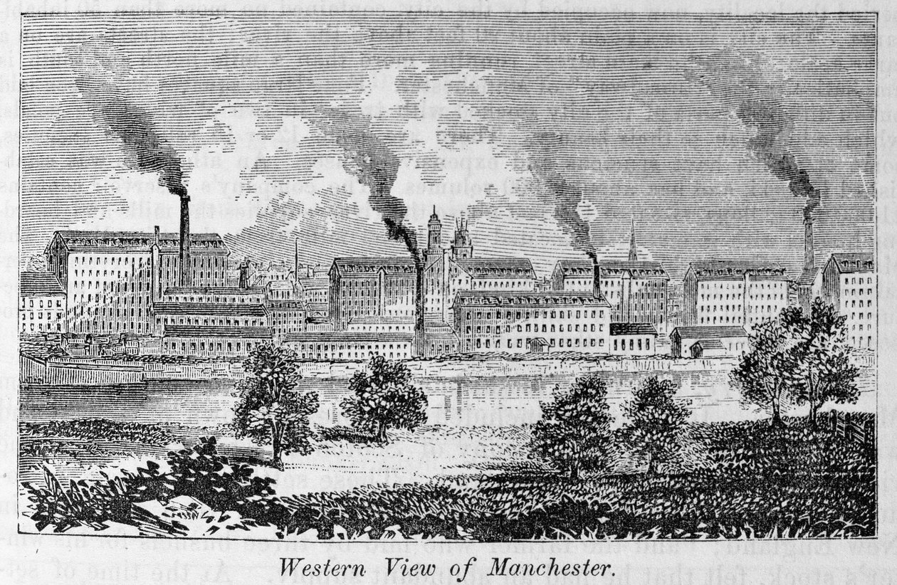 Länsinäkymä Manchesteriin, julkaisusta "Koko maamme: Yhdysvaltojen menneisyys ja nykyisyys, historiallinen ja kuvaileva", John Warner Barber ja Henry Hare, 1861 tekijältä American School