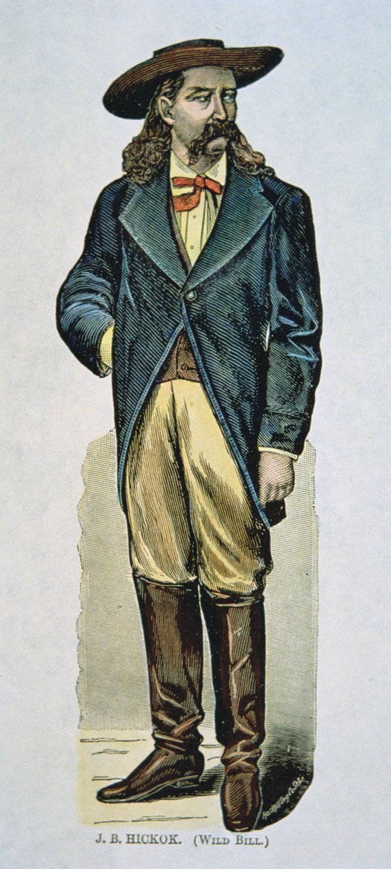 "Wild Bill" Hickok (1837-76) (värillinen puupiirros) tekijältä American School