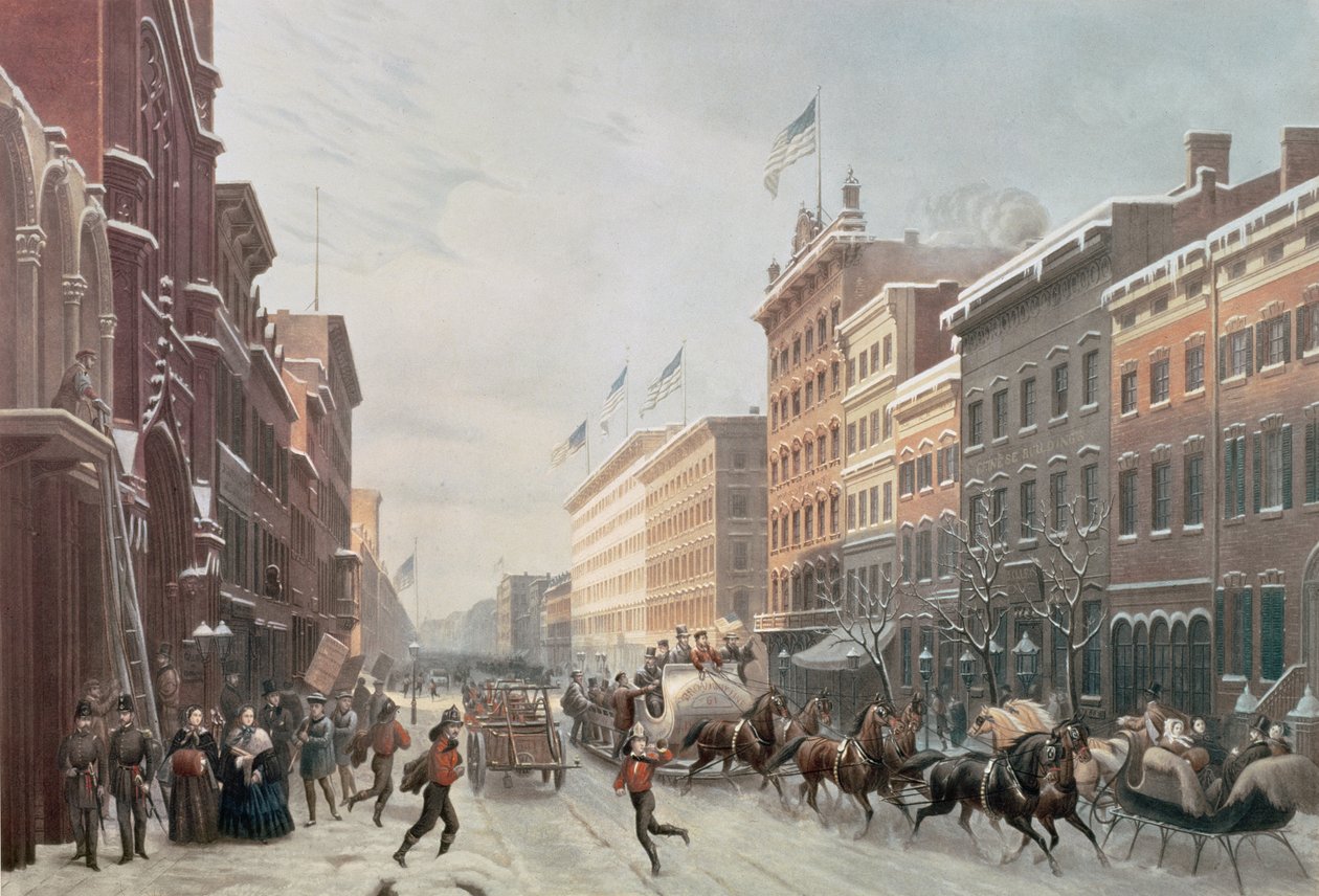 Talvikohtaus Broadwaylla, New Yorkissa, 1857 tekijältä American School