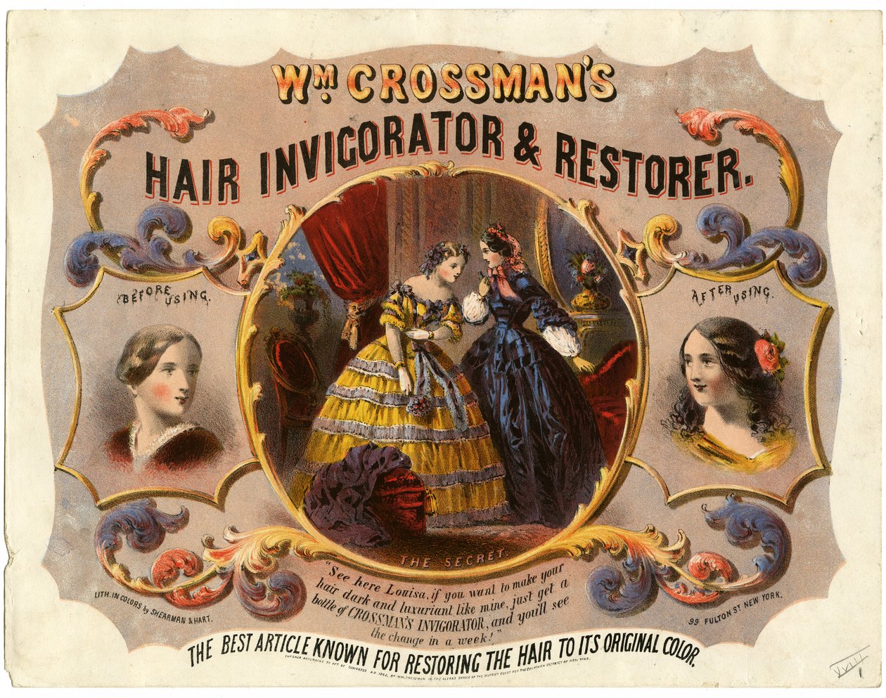 Wm. Crossmans Hair Invigorator and Restorer, 1862 tekijältä American School