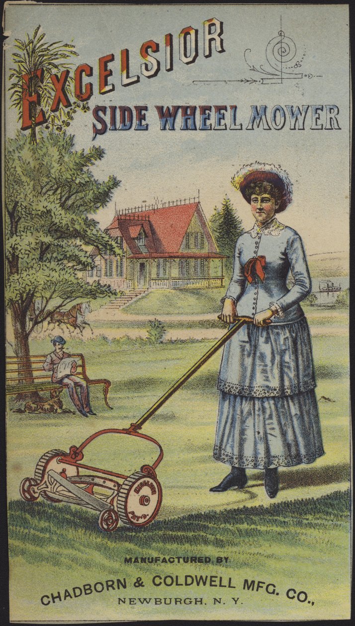 Nainen leikkaa ruohoa (chromolitho) tekijältä American School