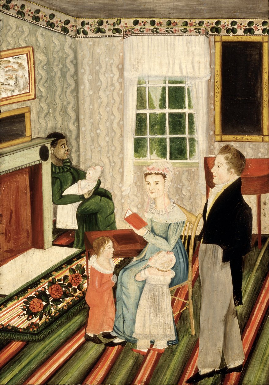 York, Pennsylvania Perhe ja neekeripalvelija, noin 1828 (öljy paneelille) tekijältä American School