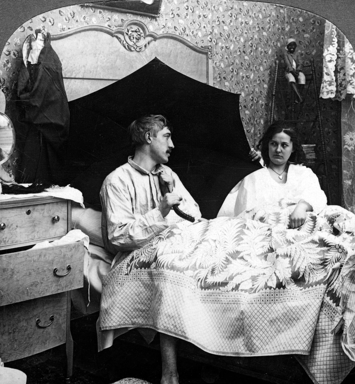 Herra Jones kotiin klubista. Pelkoja myrskyn puolesta. tekijältä American Stereoscopic Company