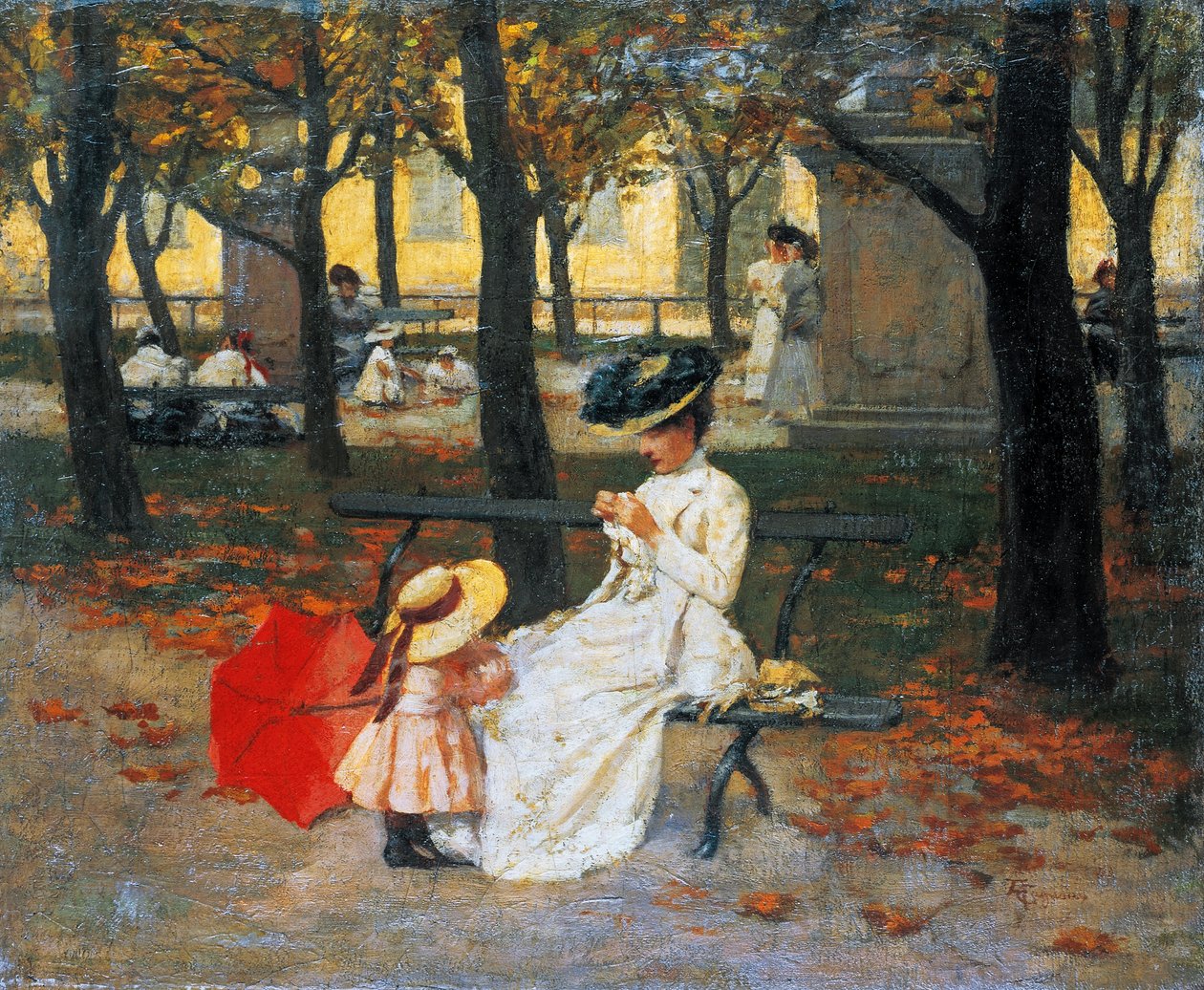 Julkinen puutarha, Amerigo Cagnoni (1853-1923), öljy kankaalle, 49x60,5 cm tekijältä Amerino Cagnoni