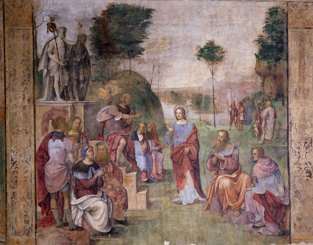 Santa Cecilian oikeudenkäynti (St Cecilia), noin 1506, kirjoittanut Amico Aspertini (1474 tai 1475-1552), fresko, Santa Cecilian oratorio (St Cecilia), Bologna, Emilia-Romagna. Italia tekijältä Amico Aspertini