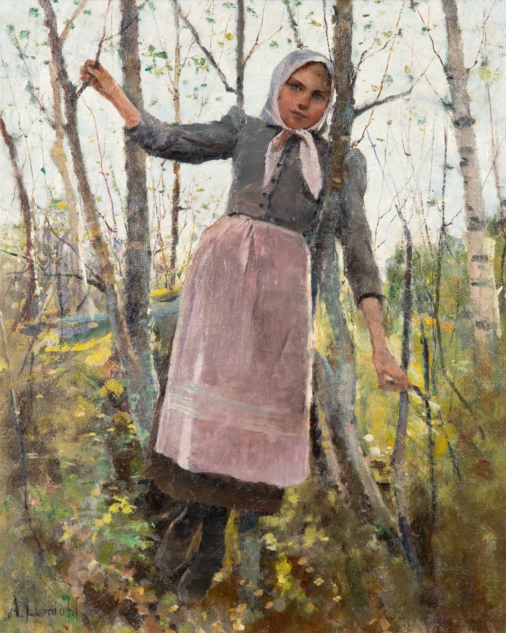 Kevät; Tyttö koivumetsässä tekijältä Amélie Lundahl