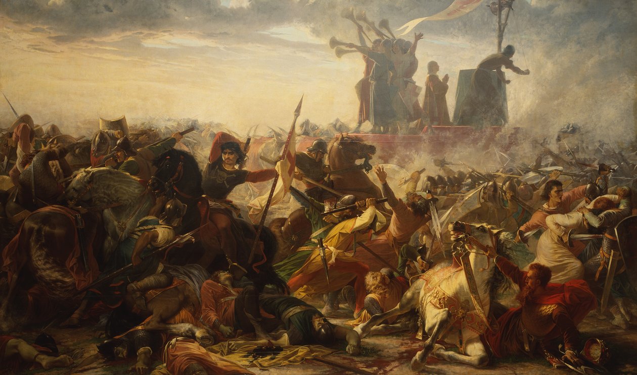 Legnanon taistelu, 29. toukokuuta 1176, n. 1860 (öljy kankaalle) tekijältä Amos Cassioli