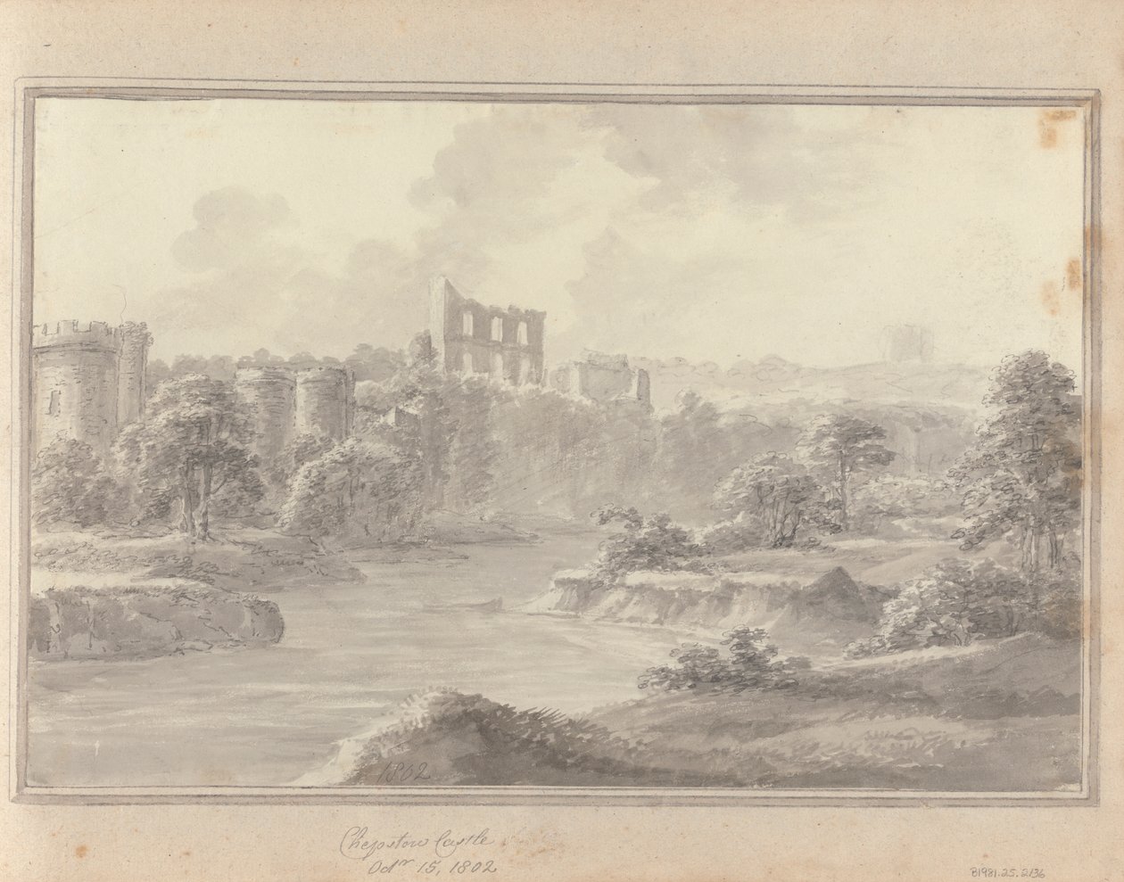 Näkymät Englannissa, Skotlannissa ja Walesissa: Chepstow Castle, 15. lokakuuta 1802 tekijältä Amos Green