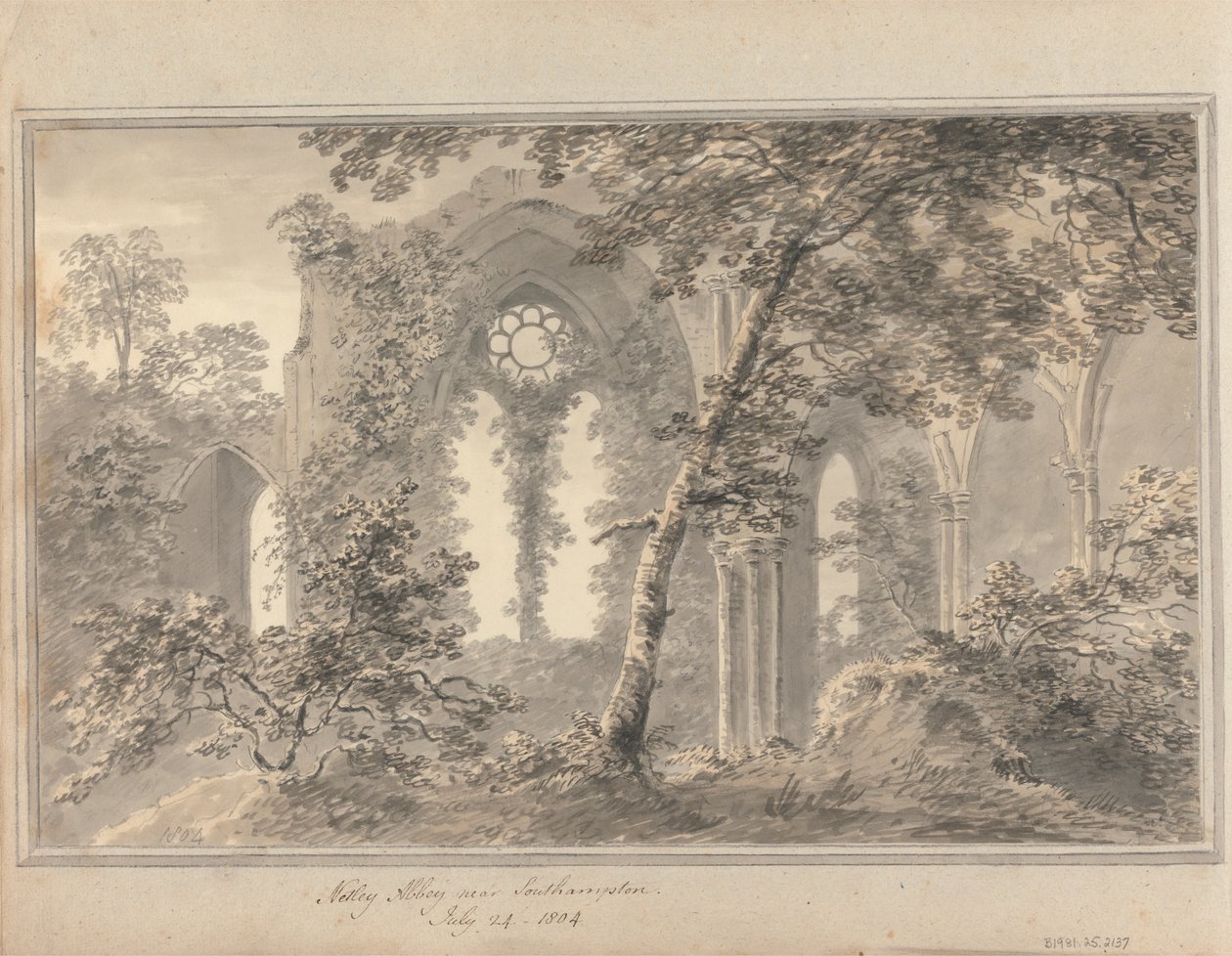 Näkymiä Englannissa, Skotlannissa ja Walesissa: Netley Abbey lähellä Southamptonia, 24. heinäkuuta 1804 tekijältä Amos Green